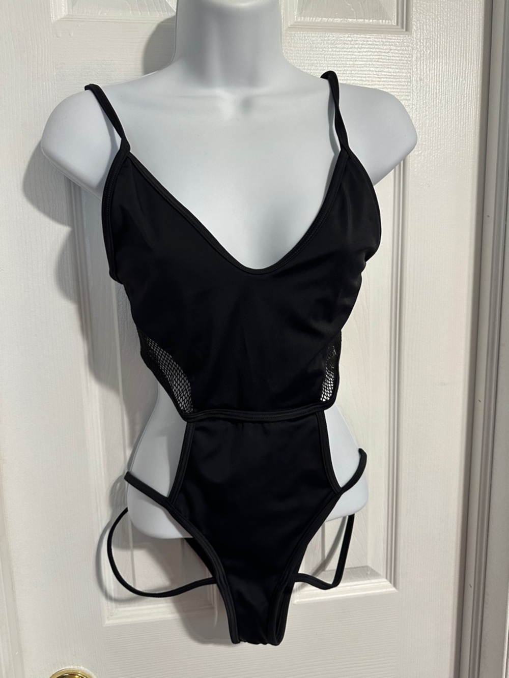 Hot Miami Styles Black Mesh Cutout One-Piece Swimsuit